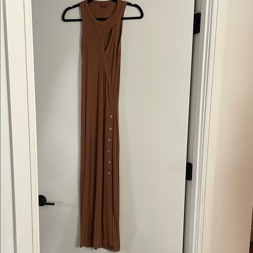 ALIX NYC tan Sleeveless Halter Maxi Dress